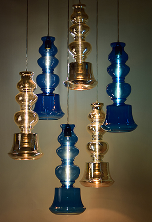 Ilke Lamp in Silver & Blue Blown Glass by Sahil & Sarthak